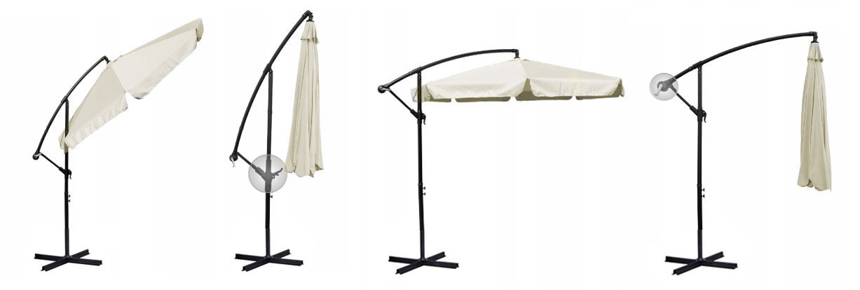 Zweefparasol groot - 350 cm - Beige - Opvouwbare Parasol