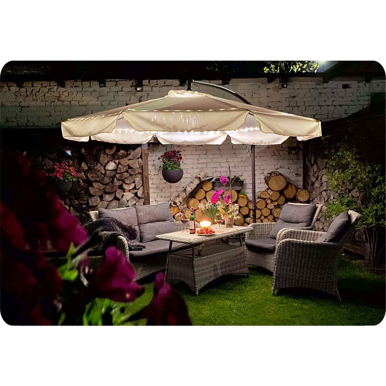 Zweefparasol groot - 350 cm - Beige - Opvouwbare Parasol