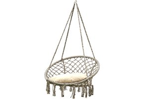 Hangstoel met kussen 80x60cm - Gevlochten katoen - Nestschommels