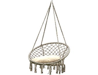 Hangstoel met kussen 80x60cm - Gevlochten katoen - Nestschommels