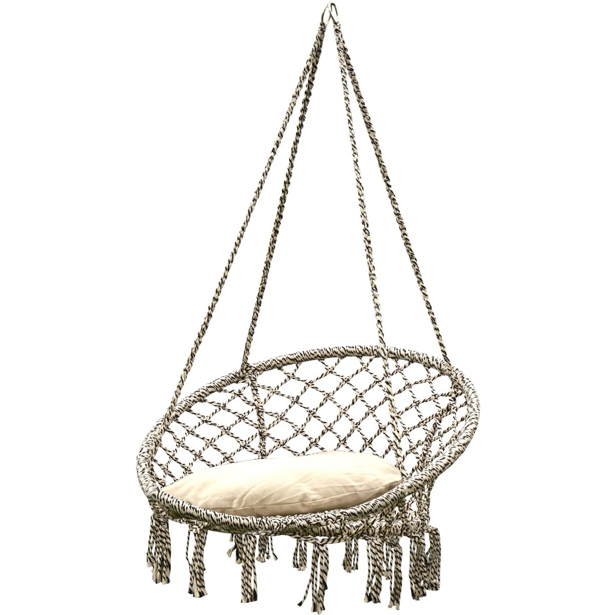 Hangstoel met kussen 80x60cm - Gevlochten katoen - Nestschommels