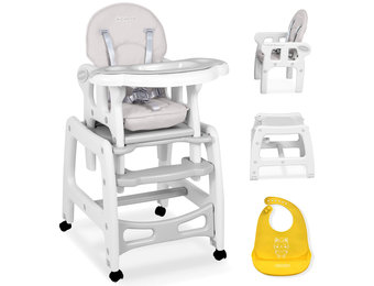Kinder Eetstoel 3in1 verstelbaar - Wit/Grijs - Kinderstoel