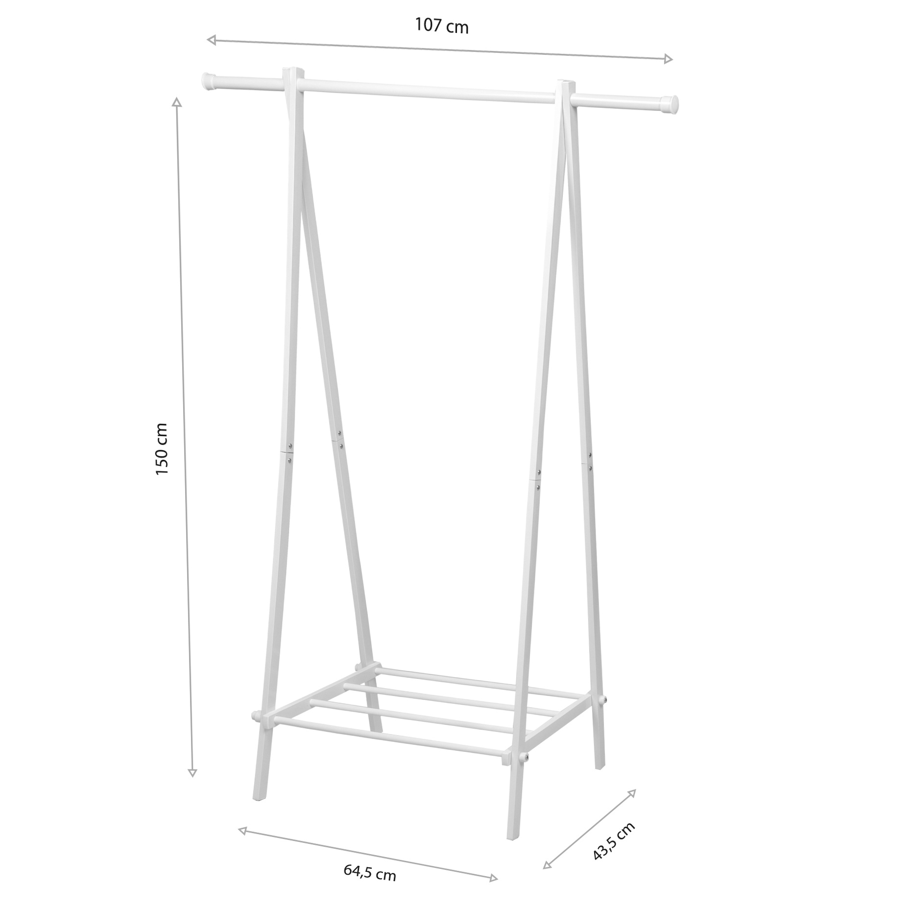Kledingrek met legplank - Wit - 107x64,5x150