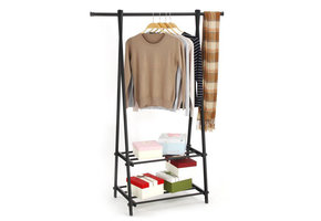 Kledingrek met 2 schoenplanken - Zwart - 107,5x43,5x150 cm