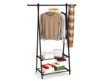 Kledingrek met 2 schoenplanken - Zwart - 107,5x43,5x150 cm