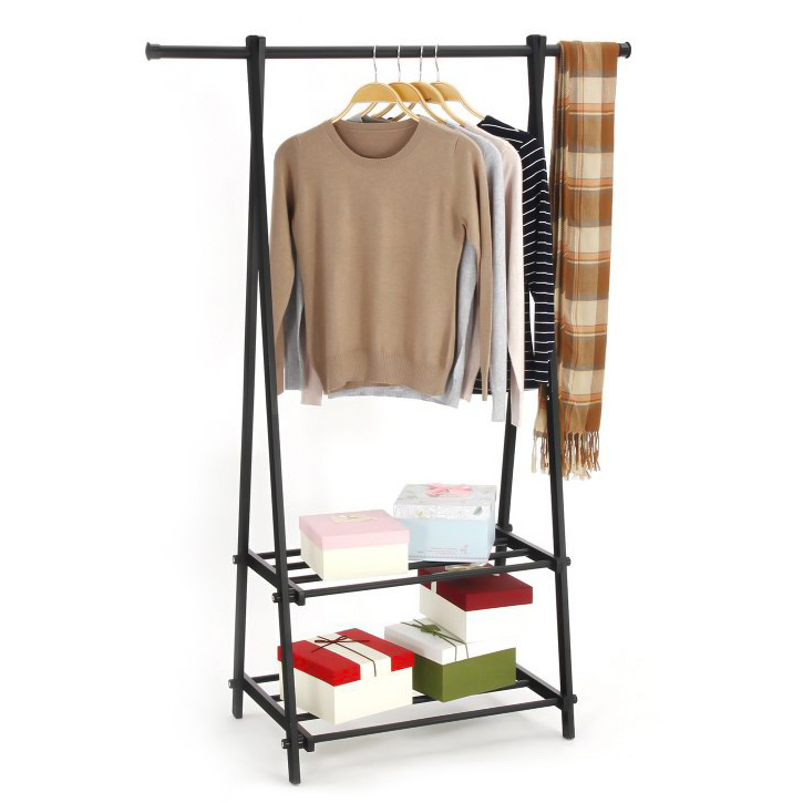 Kledingrek met 2 schoenplanken - Zwart - 107,5x43,5x150 cm