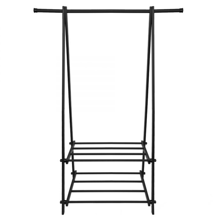 Kledingrek met 2 schoenplanken - Zwart - 107,5x43,5x150 cm