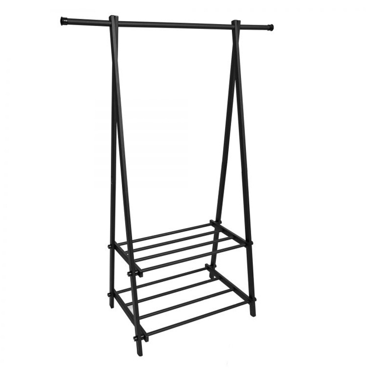 Kledingrek met 2 schoenplanken - Zwart - 107,5x43,5x150 cm