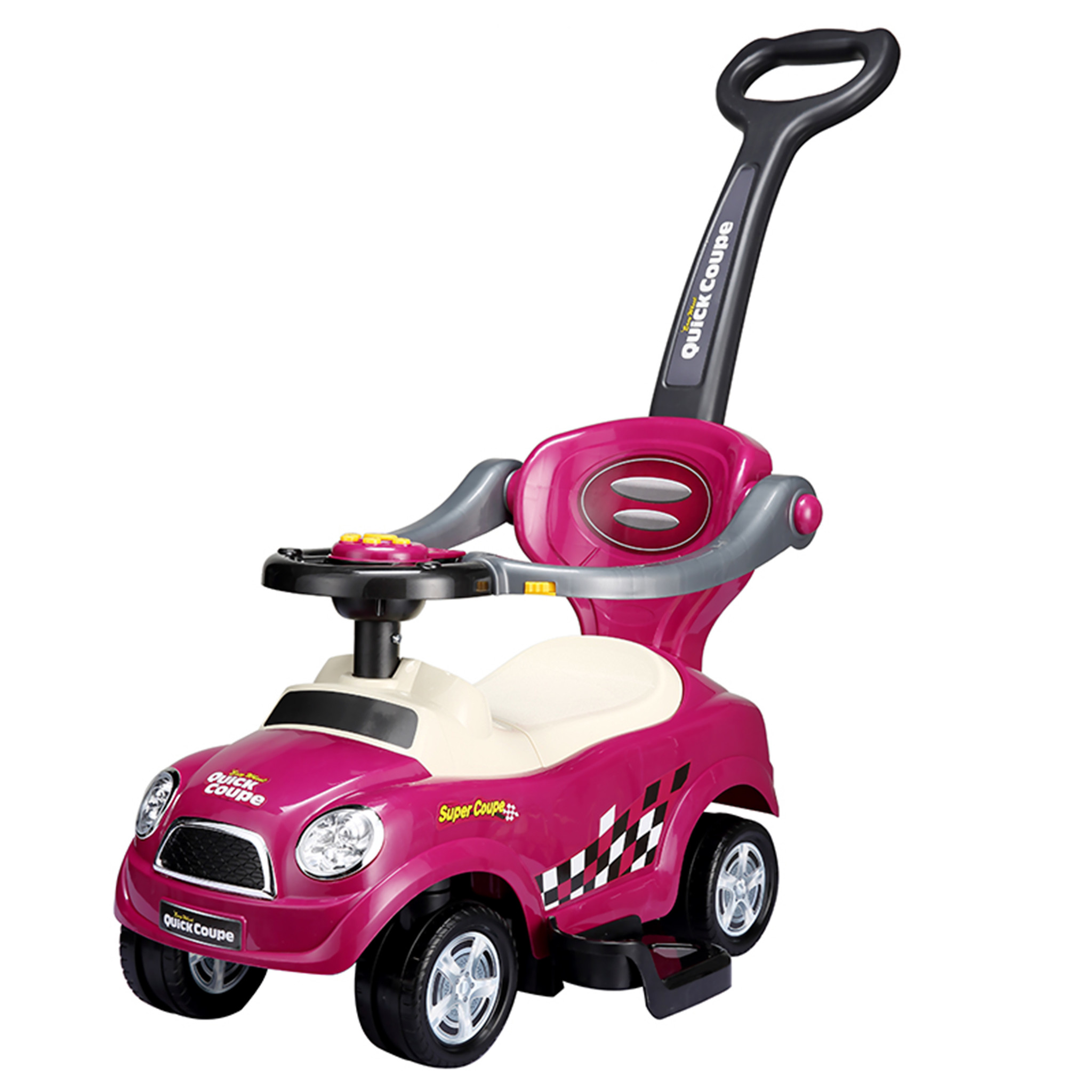 Loopauto 3in1 - met duwstang en geluid - Violet