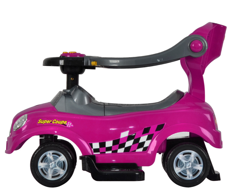 Loopauto 3in1 - met duwstang en geluid - Violet