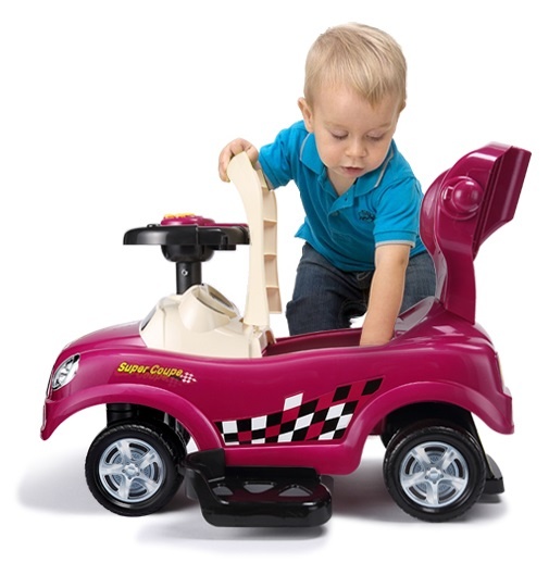 Loopauto 3in1 - met duwstang en geluid - Violet