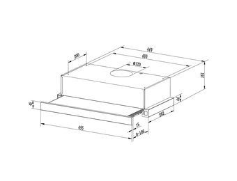Telescopische afzuigkap zwart - 50x16 cm - Uittrekbaar