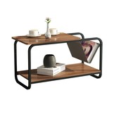 Bijzettafel 2 etages met krantenbak - 86,5x40x46 cm - Loft stijl