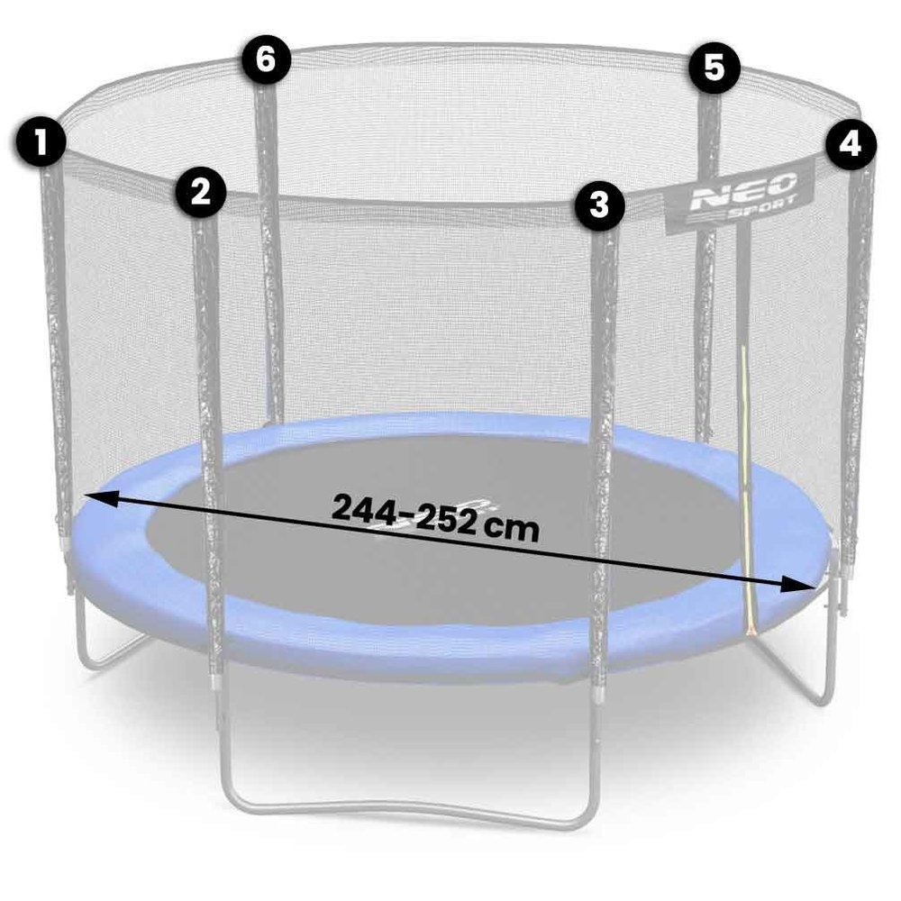 Viking Choice Trampoline net buitenrand - diameter 244-252 cm - 6 palen -  Zwart - VC-Lifestyle