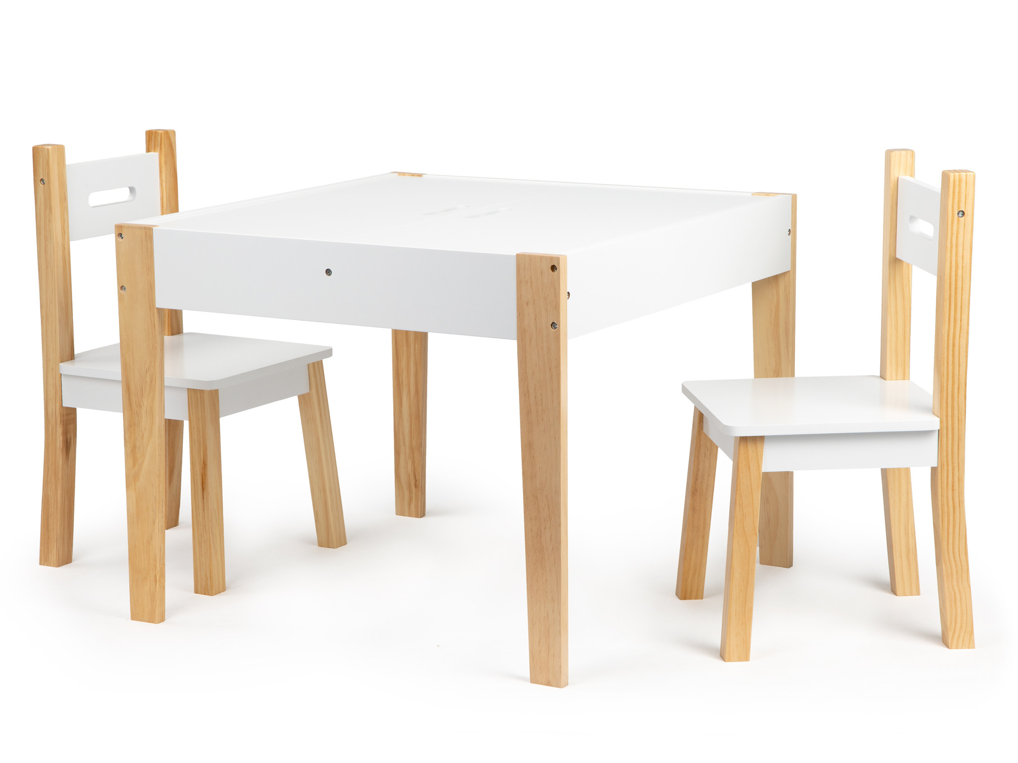 Kinder Meubelset met organizer - Tafel + 2 Stoelen - Grenenhout