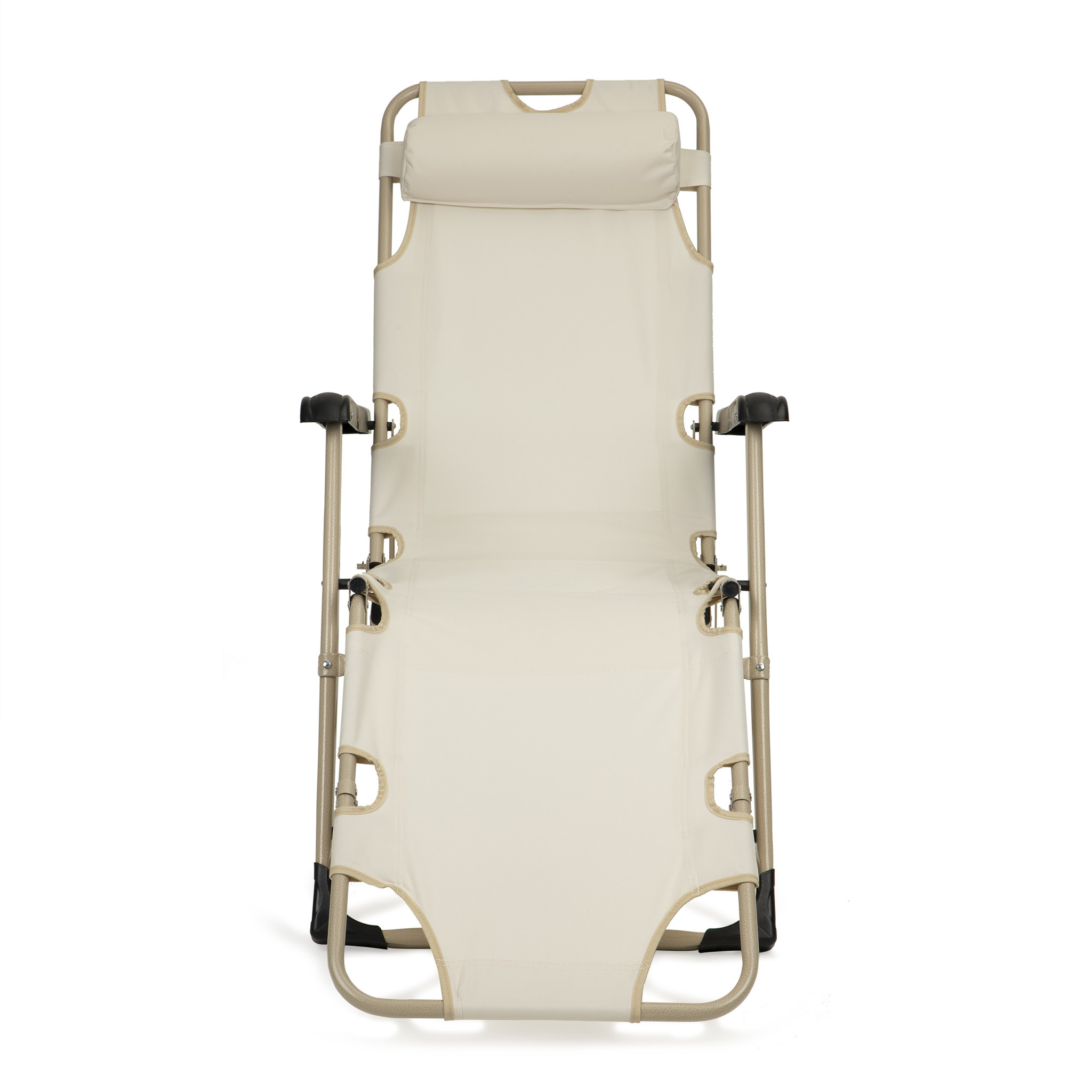 Tuin ligstoel 2in1 met hoofdsteun - Beige kleur - Tuinstoel