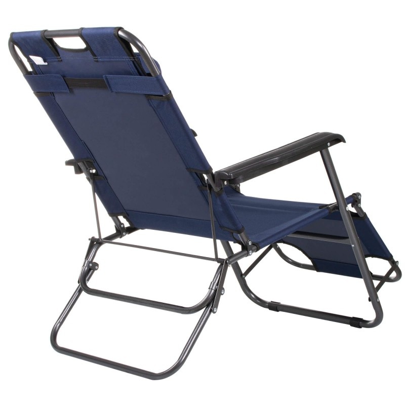 Ligstoel verstelbaar met hoofdsteun - Marineblauw – Tuinstoel