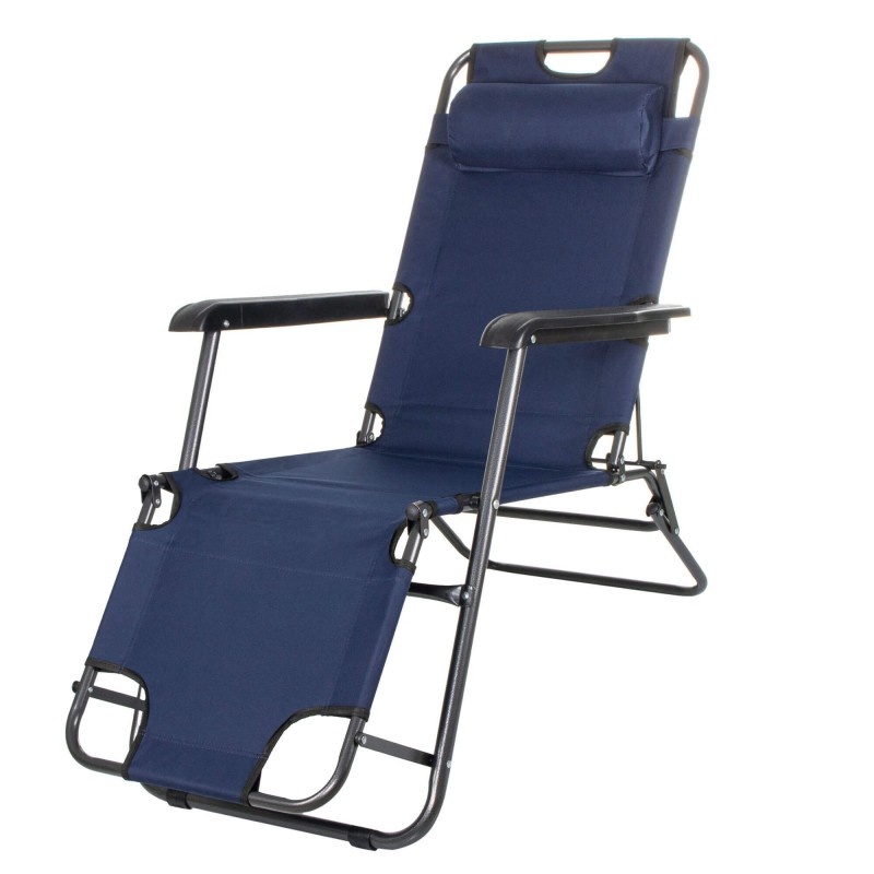 Ligstoel verstelbaar met hoofdsteun - Marineblauw – Tuinstoel