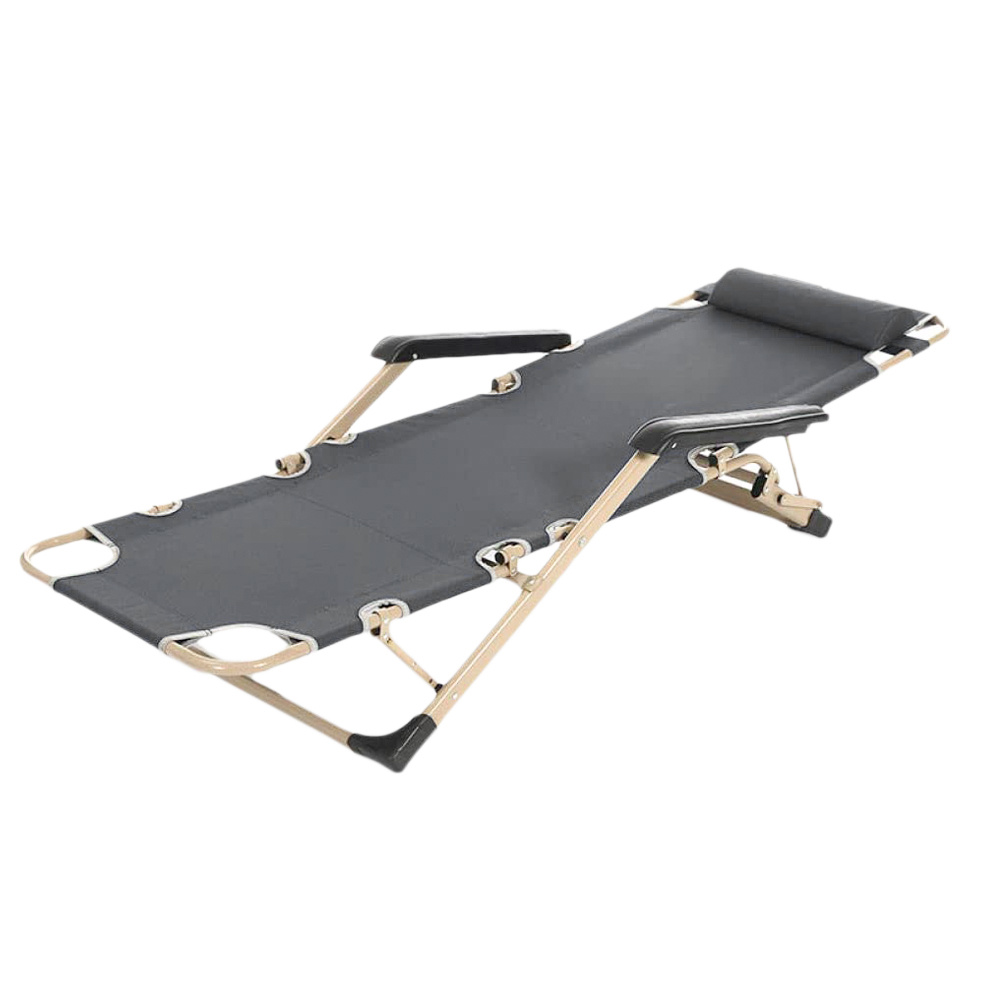 Tuin ligstoel 2in1 met hoofdsteun - Donker Grijs - Tuinstoel