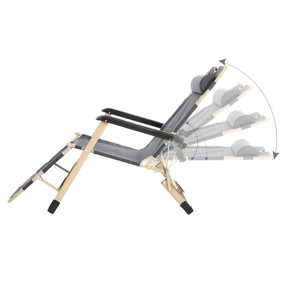 Tuin ligstoel 2in1 met hoofdsteun - Donker Grijs - Tuinstoel