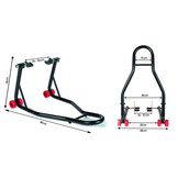 Motorstandaard set voor + achter - tot 200 kg - Zwart