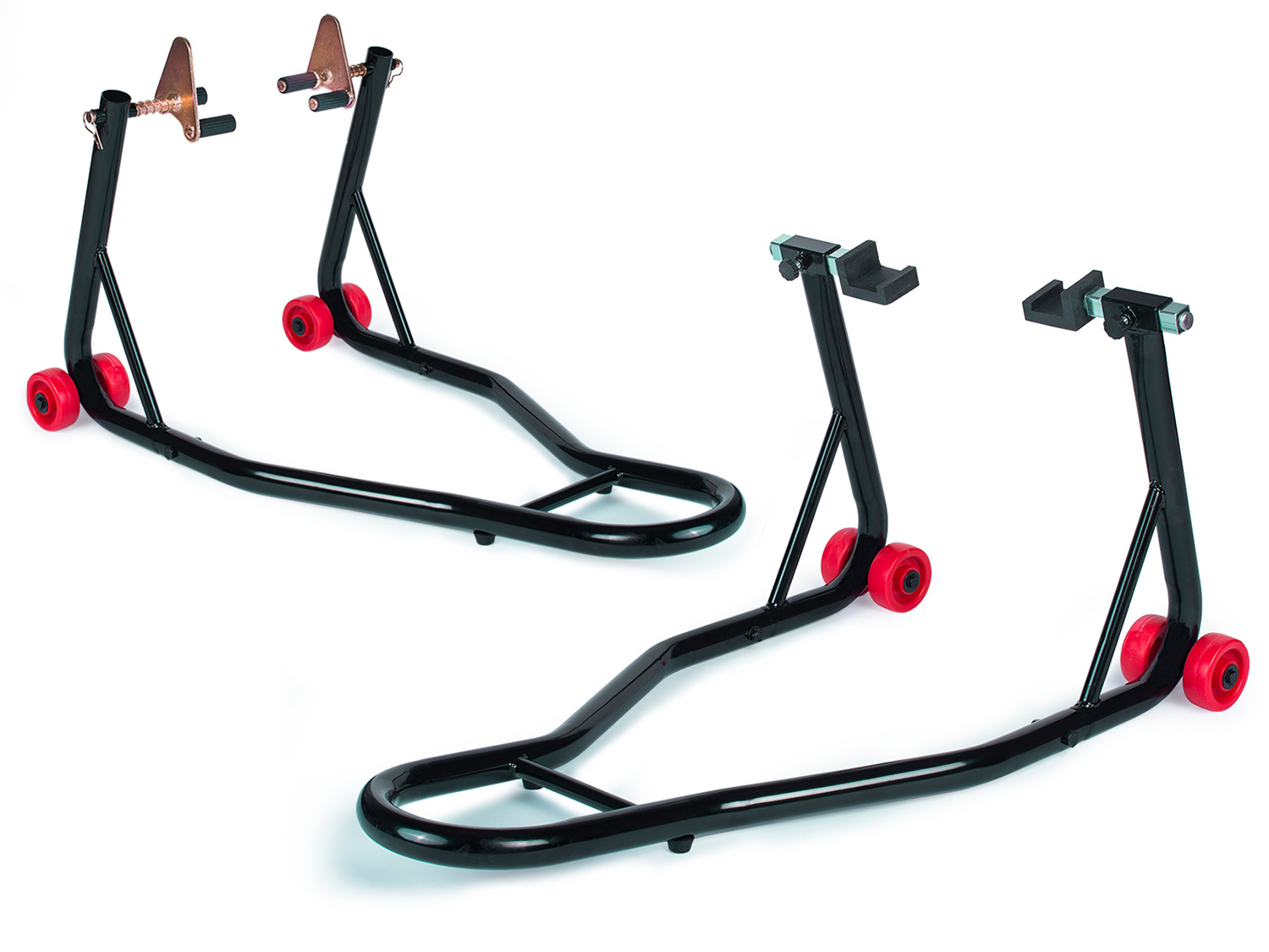 Motorstandaard set voor + achter - tot 200 kg - Zwart