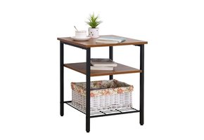 Bijzettafel loftstijl - 45x45x56,5 cm - 3 etages