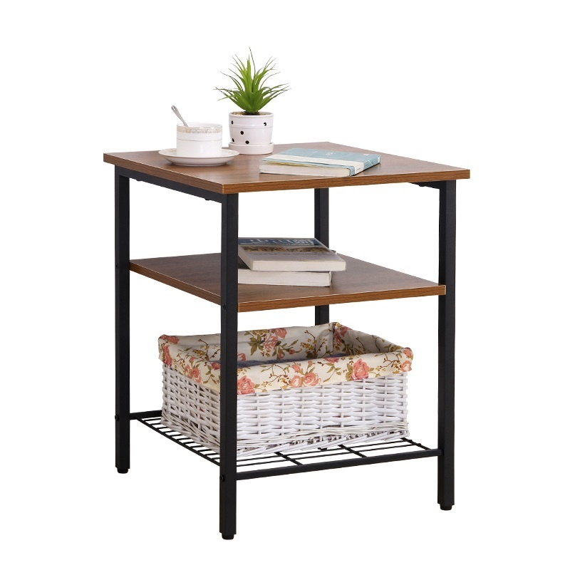 Bijzettafel loftstijl - 45x45x56,5 cm - 3 etages