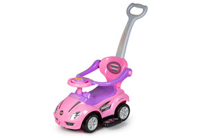 Loopauto 3in1 met muziekpaneel - Roze - Duwwagen