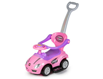 Loopauto 3in1 met muziekpaneel - Roze - Duwwagen