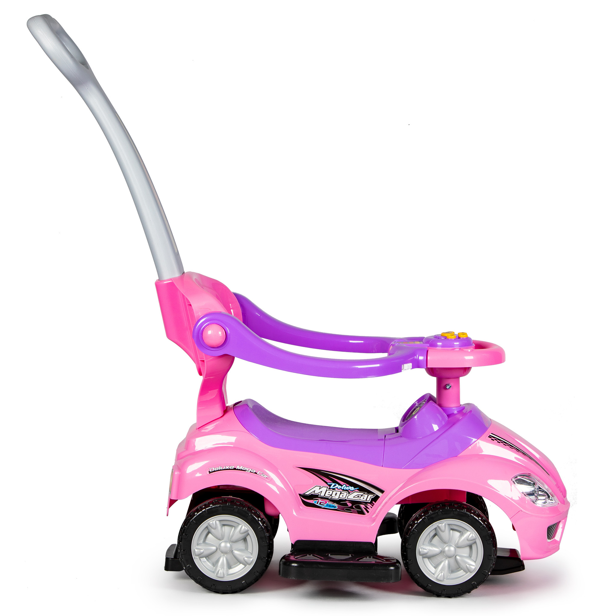 Loopauto 3in1 met muziekpaneel - Roze - Duwwagen