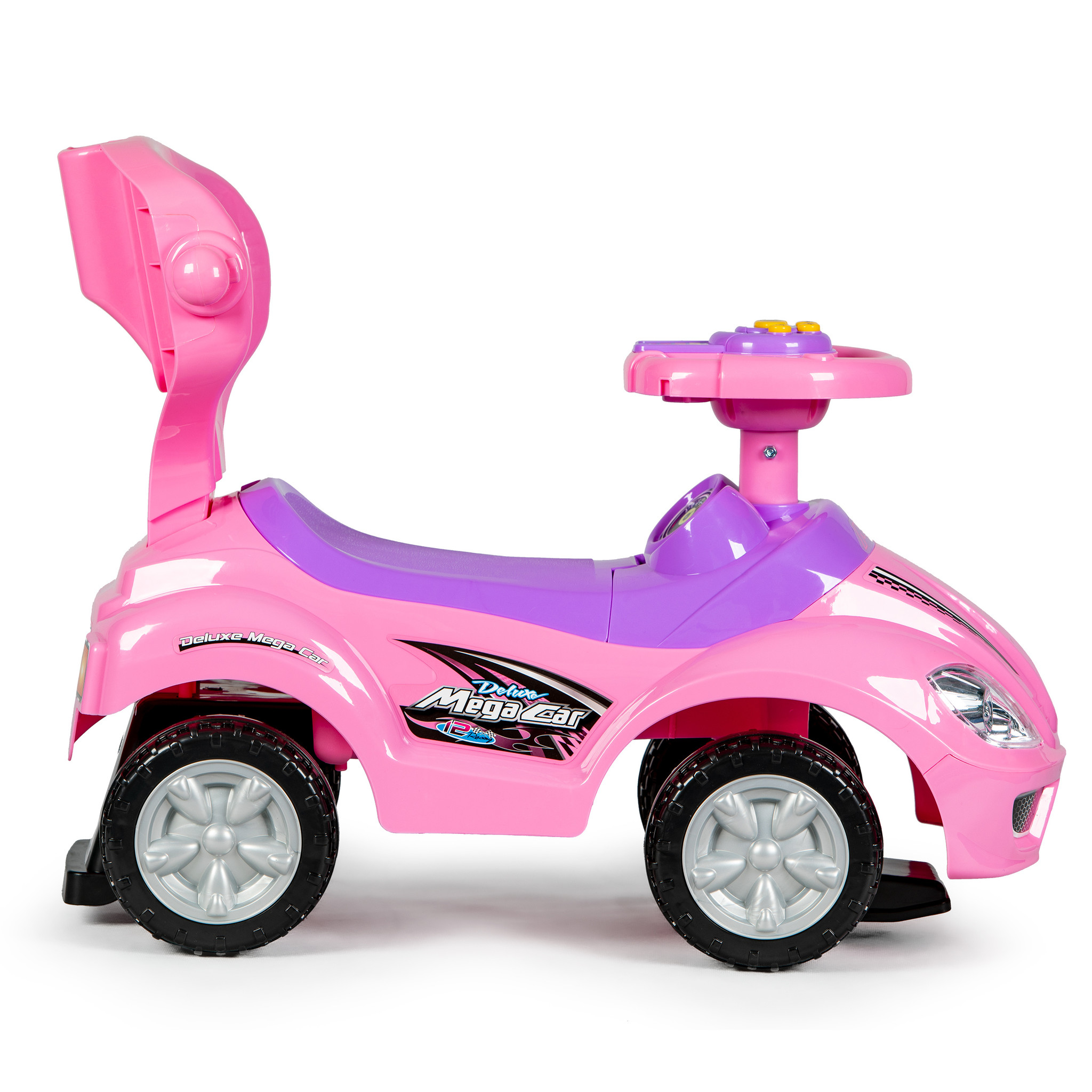 Loopauto 3in1 met muziekpaneel - Roze - Duwwagen