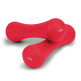 Dumbbell set 6 kg - 2 x 3kg - Neopreen Donker roze - Fitness gewichten