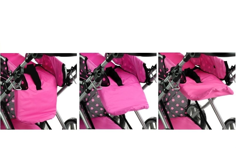 Poppenwagen met accessoires – Zwart met roze stippen - 67 x 36 x 67 cm
