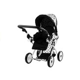 Poppenwagen met accessoires – Wit met zwarte stippen
