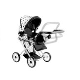 Poppenwagen met accessoires – Wit met zwarte stippen