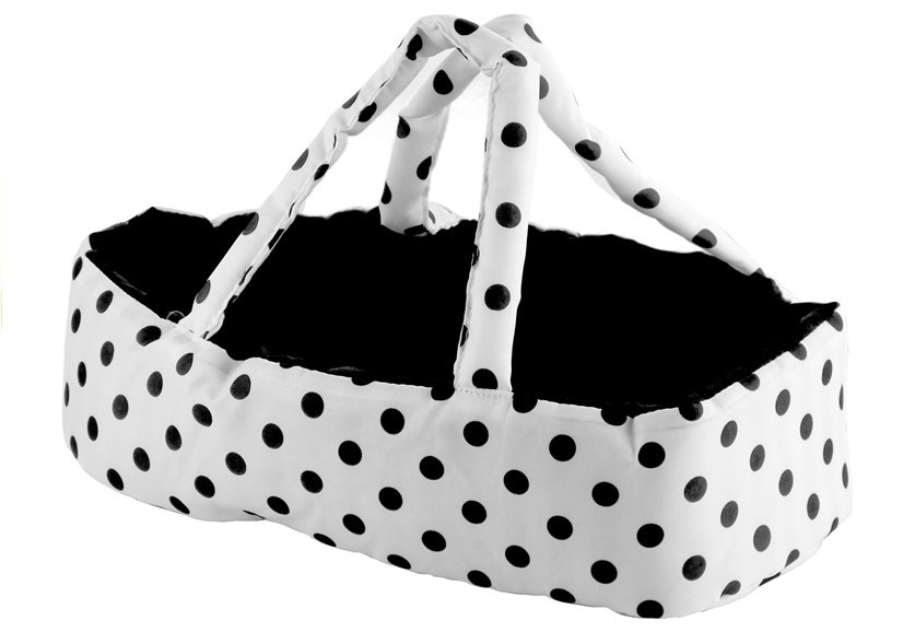 Poppenwagen met accessoires – Wit met zwarte stippen