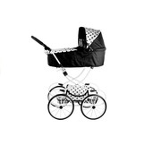 Poppenwagen met tas - Zwart met wit - 70 x 43 x 91 cm