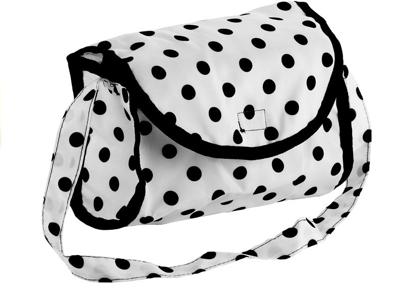 Poppenwagen met tas - Zwart met wit - 70 x 43 x 91 cm
