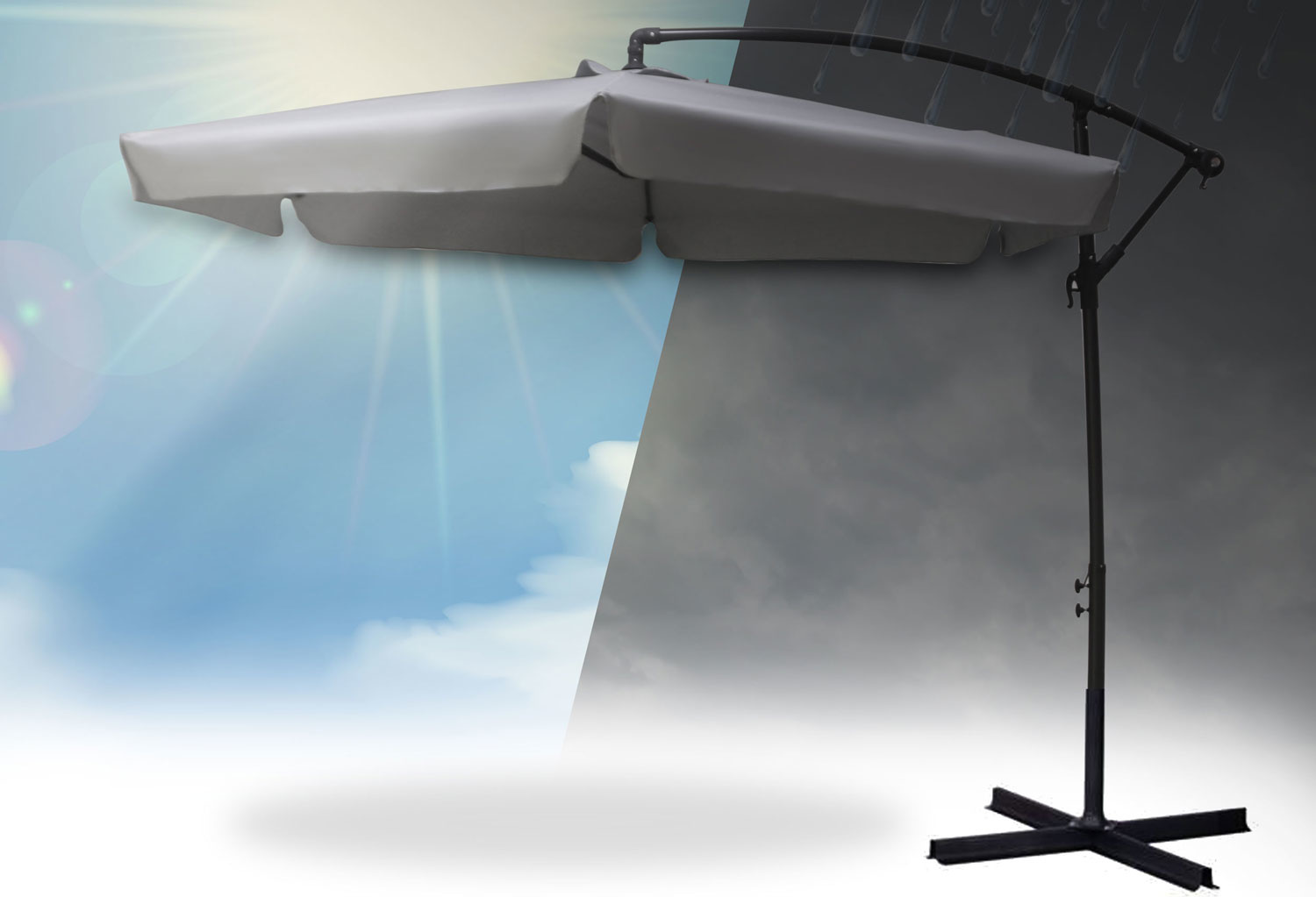 Zweefparasol XL 350 cm opvouwbaar - Beige - Tuinparasol