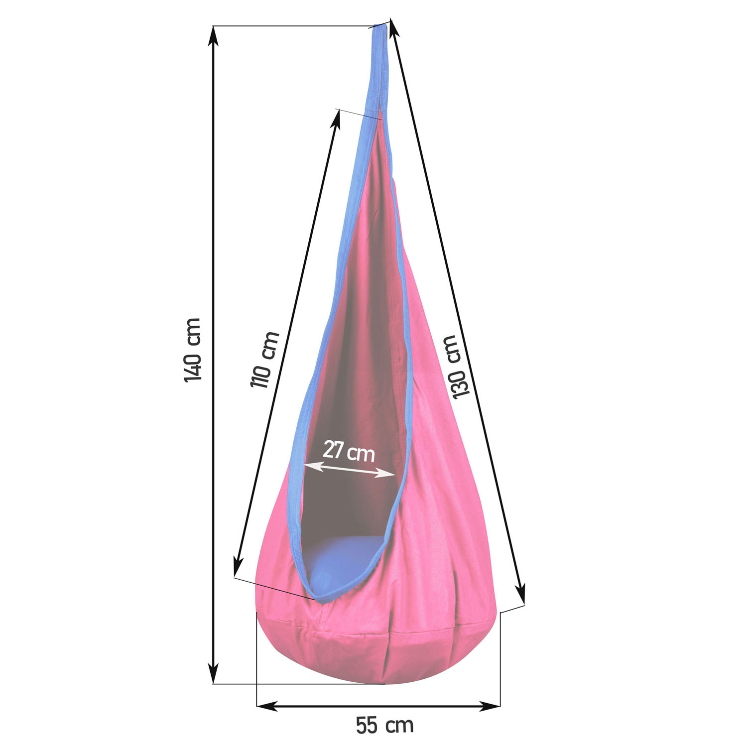 Kinderhangstoel roze – Met kussen