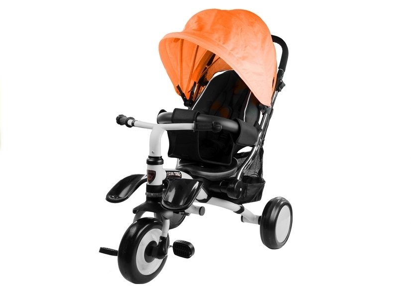 Driewieler kinderwagen met zonnekap - Oranje - Meegroei peuterfiets