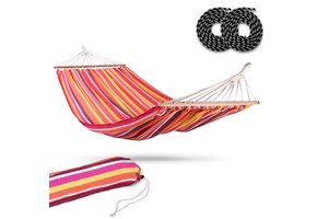 Tuinhangmat dubbel 220x160 – Rood gestreept met hoes