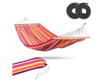 Tuinhangmat dubbel 220x160 – Rood gestreept met hoes