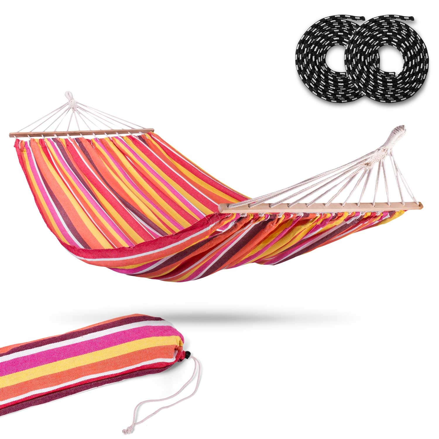 Tuinhangmat dubbel 220x160 – Rood gestreept met hoes