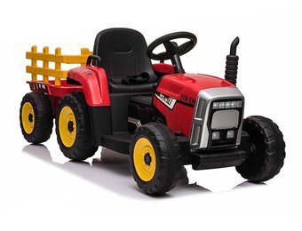 Elektrische tractor ride-on – Rood – Met aanhanger