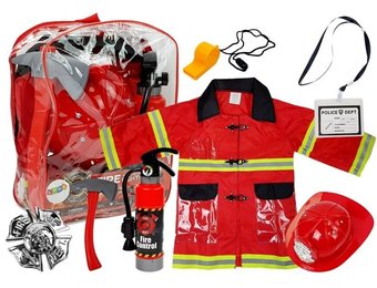 Brandweer speelgoed verkleed set - met werkende brandblusser
