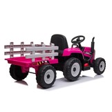 Elektrisch bestuurbare tractor - roze - met aanhanger
