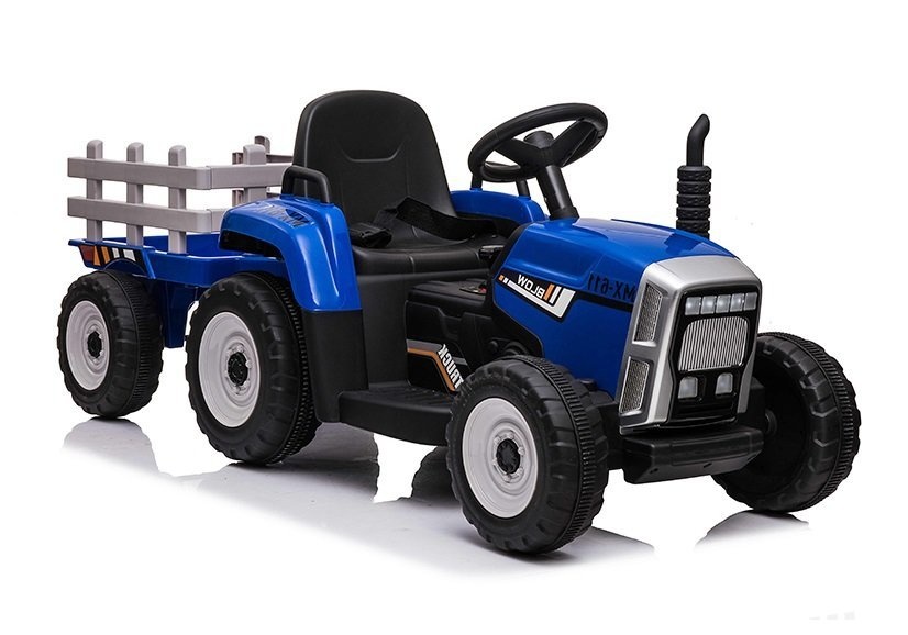 Elektrische tractor ride-on – Blauw – Met aanhanger