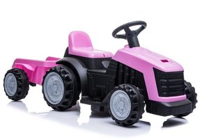 Elektrische kindertractor met aanhanger - roze